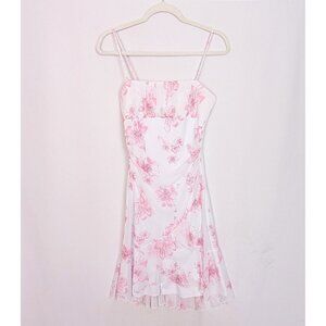 Vintage Y2K 90 Taboo M Fairy Sparkling Glitter Floral Mini Dress Draped Babydoll
